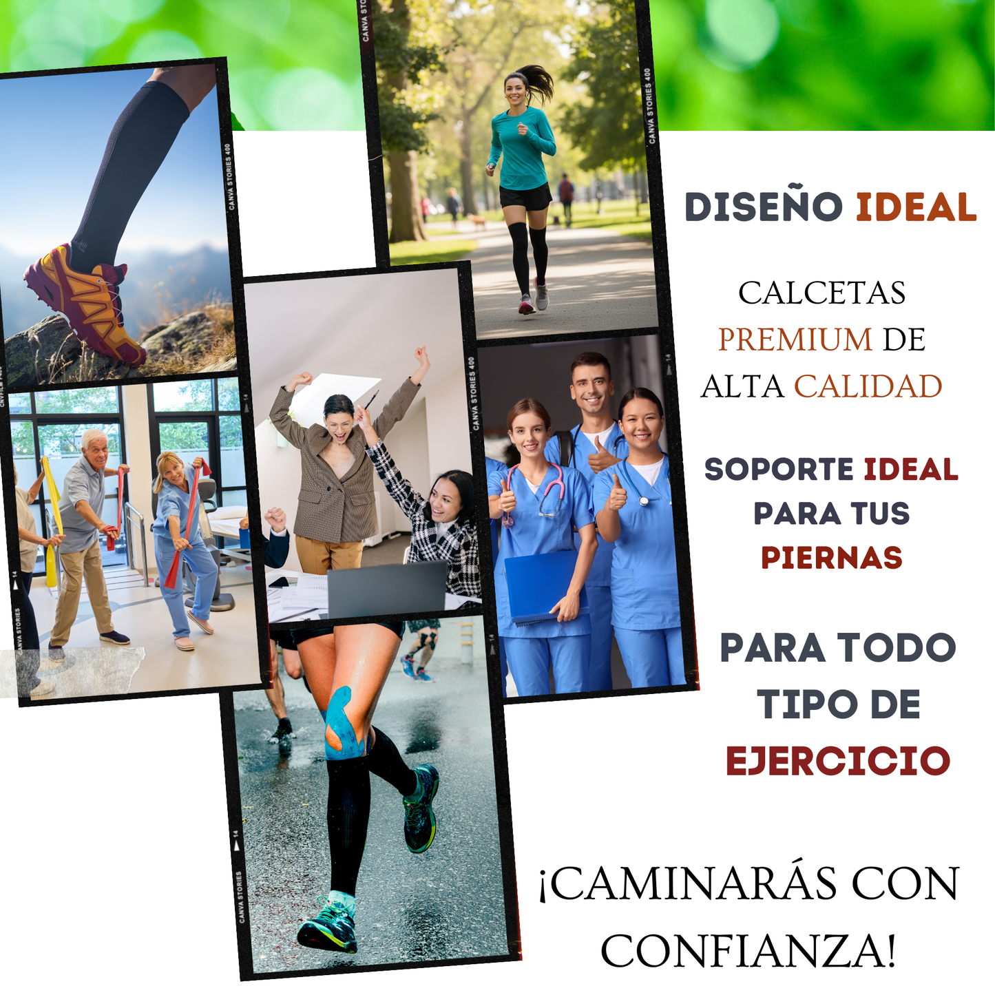 Medias de compresión Media 15-20 mmhg. Negro (3 pares)