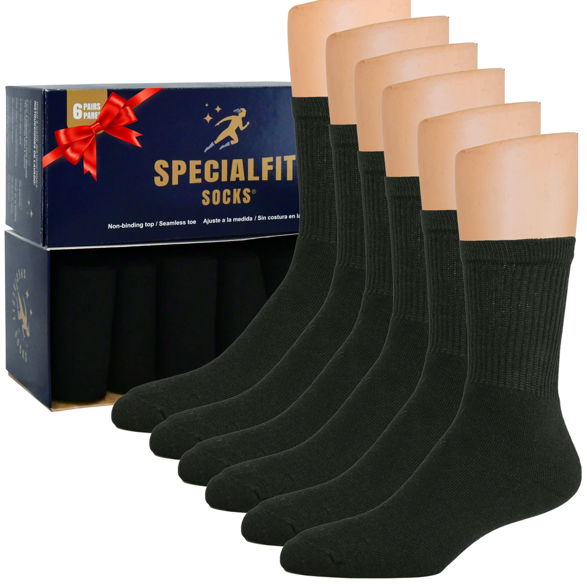 Calcetines Deportivos Acolchados que No se Bajan – Negro – 6 Pares