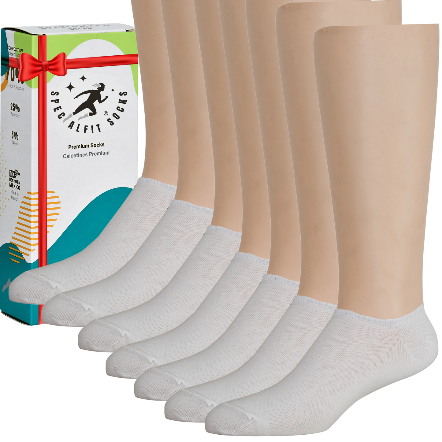 Tines cortos| sueves| no se enrollan| algodón | blancos| 6 pares