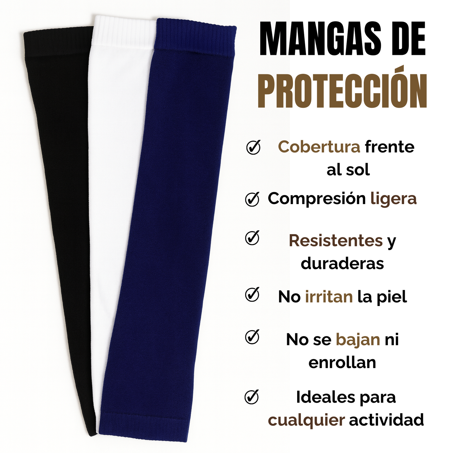 Mangas De protección Solar| Compresión Baja Tonos Oscuros |Ejercicio| 3 Pares