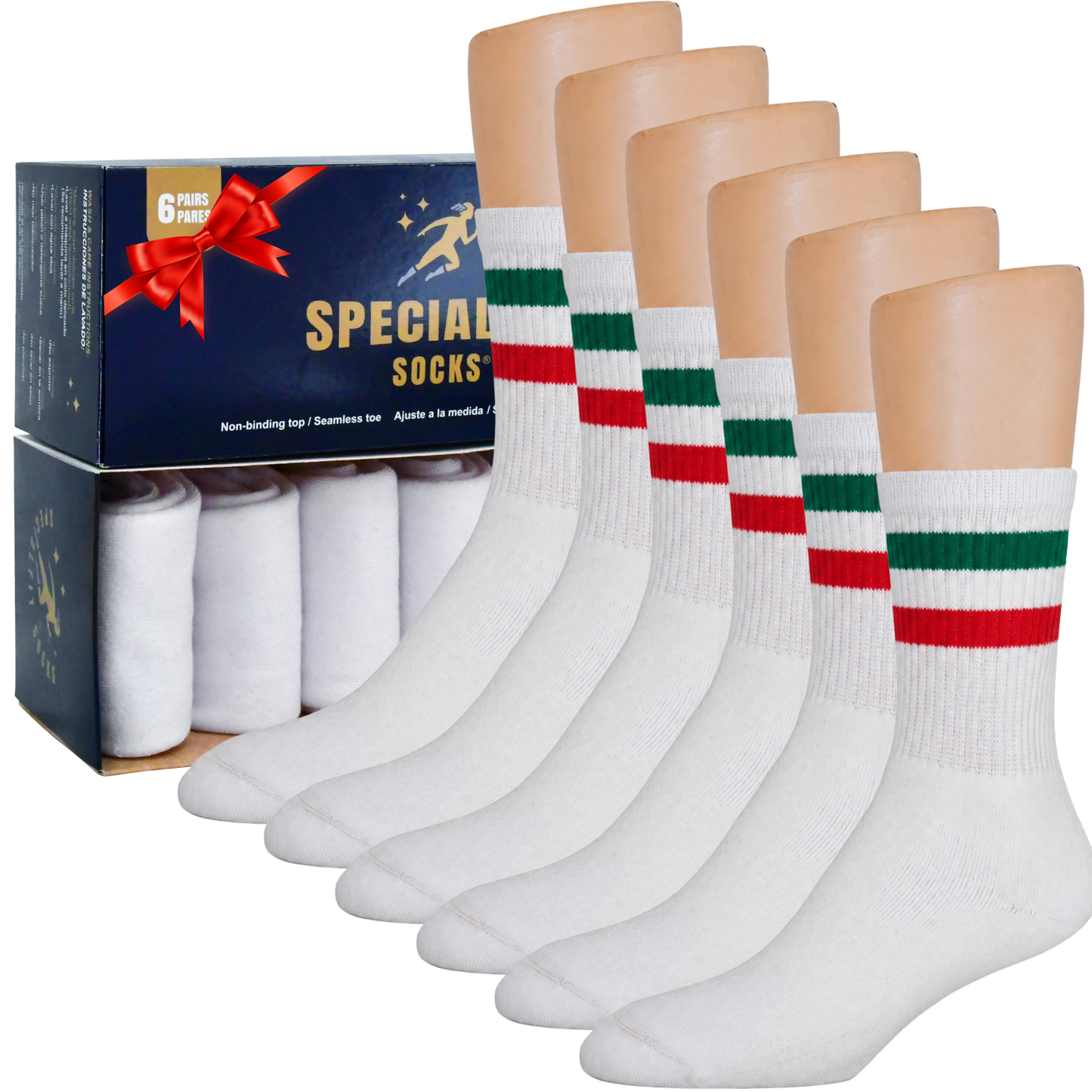 Calcetines Deportivos Blanco| Extra cómodos| Planta acolchada |EDICIÓN ESPECIAL MUNDIAL| 6 pares| SpecialFit Socks