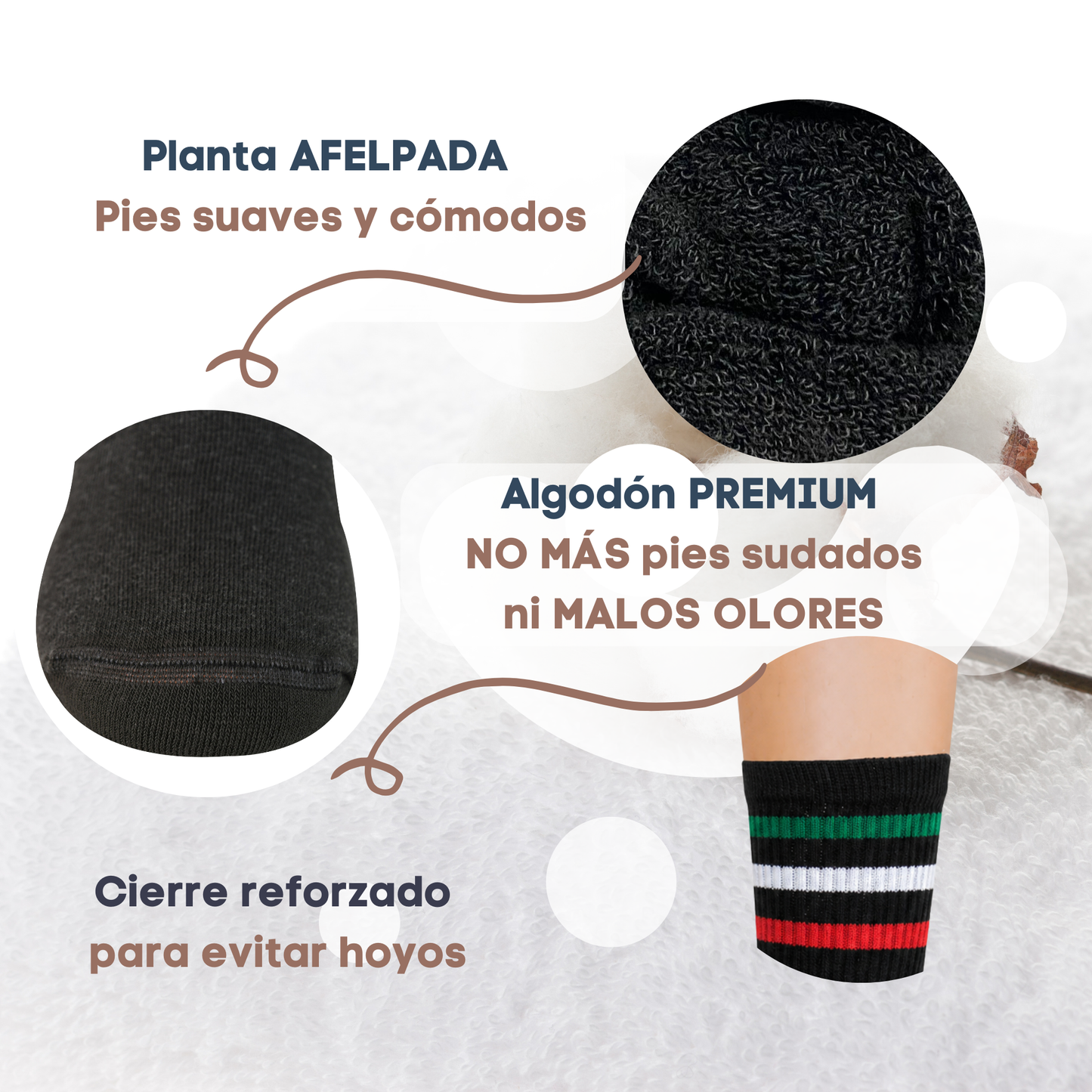 Calcetines Deportivos Negros| Extra cómodos| Planta acolchada |EDICIÓN ESPECIAL MUNDIAL| 6 pares| SpecialFit Socks