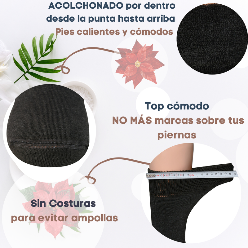 Detalle del acolchado en calcetín térmico oscuro