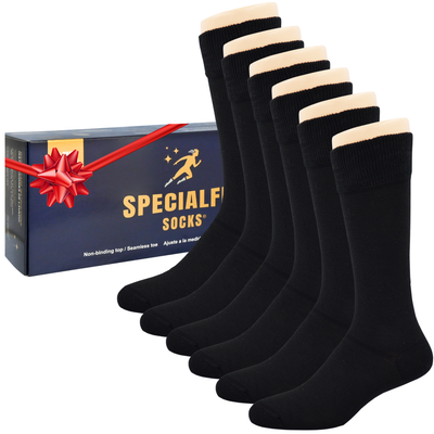 Calcetines de Vestir Aptos para Diabéticos – Negro Liso – XL – 6 Pares