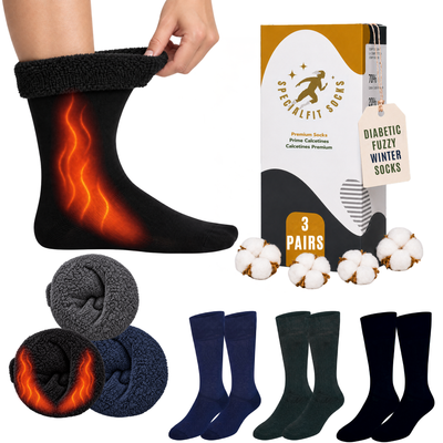Calcetines Térmicos Aptos para Diabéticos – Tonos Oscuros – 3 Pares