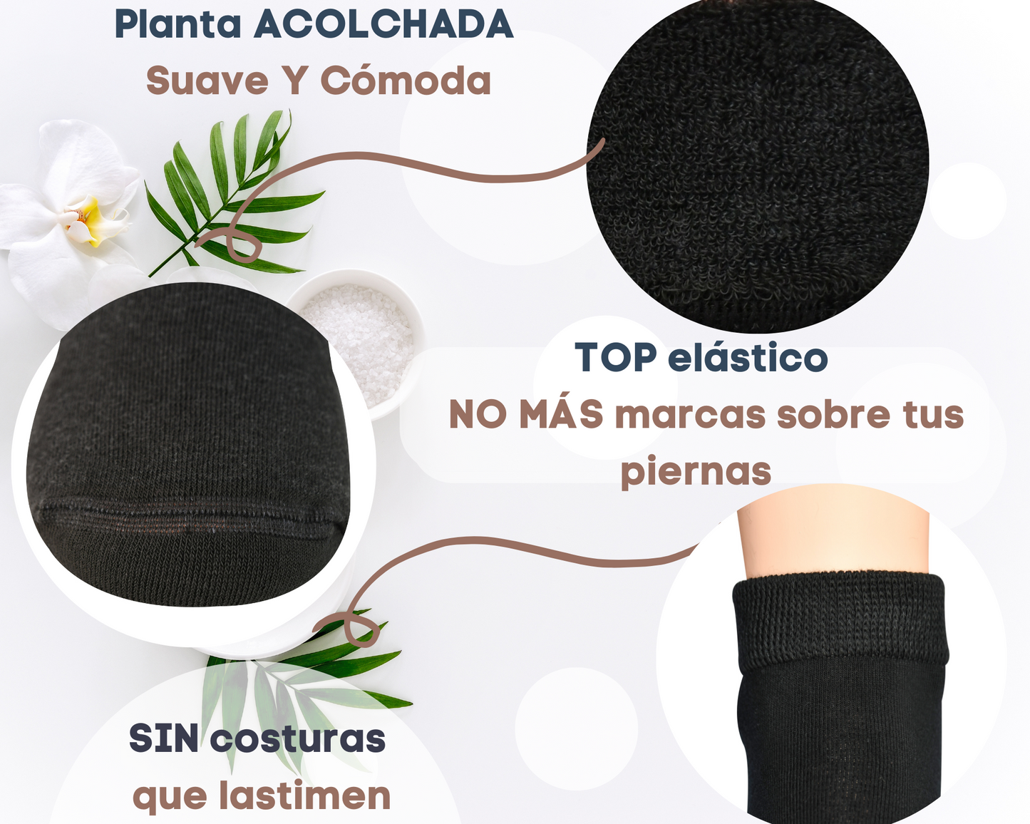 Calcetines para Hombre/Mujer aptos para diabéticos, Planta Afelpada